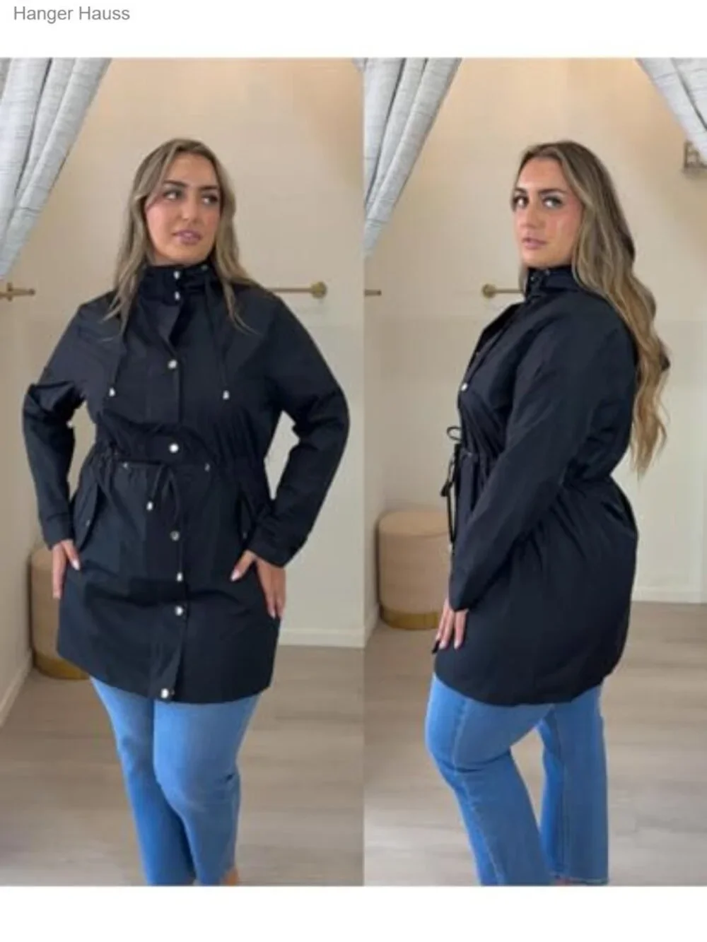 Plus Size Waterproof Rain Jacket with Hood Lightweight Windbreaker for Women
